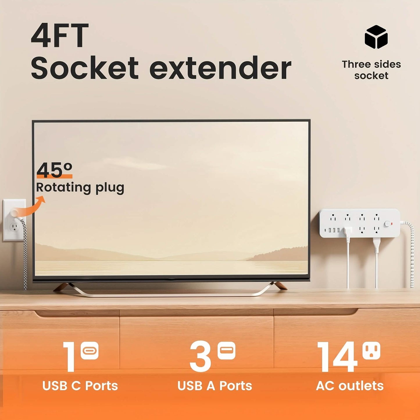 18-Outlet Power Strip with USB & Type-C – Surge Protection