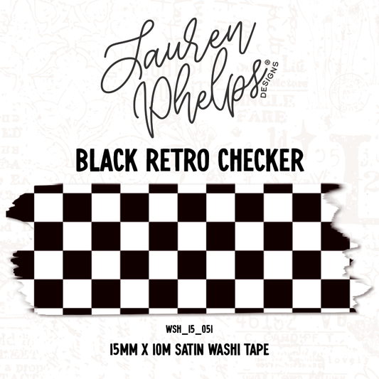 Black Retro Checker 15mm washi || RESTOCK