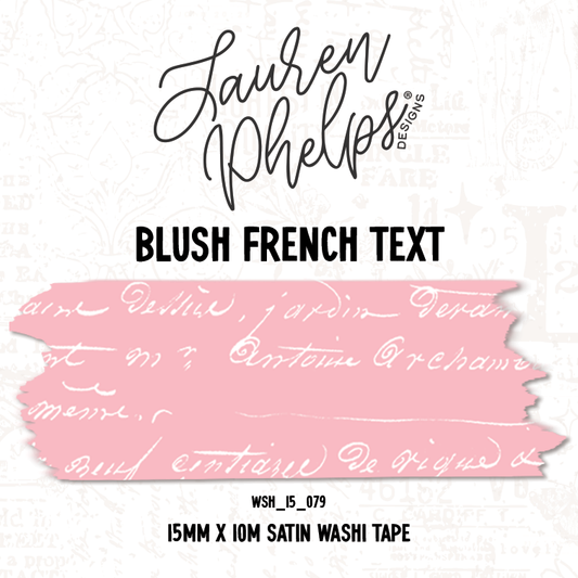 Blush French Text 15mm washi