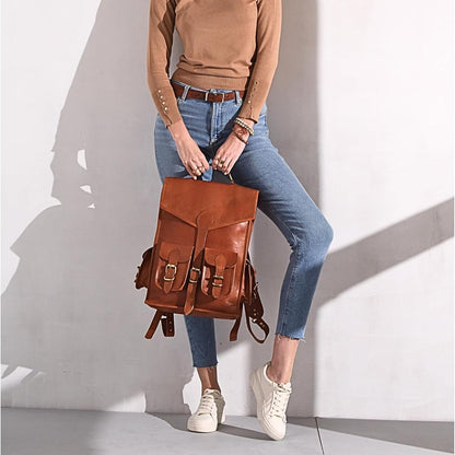 Vintage Leather Backpack Rucksack