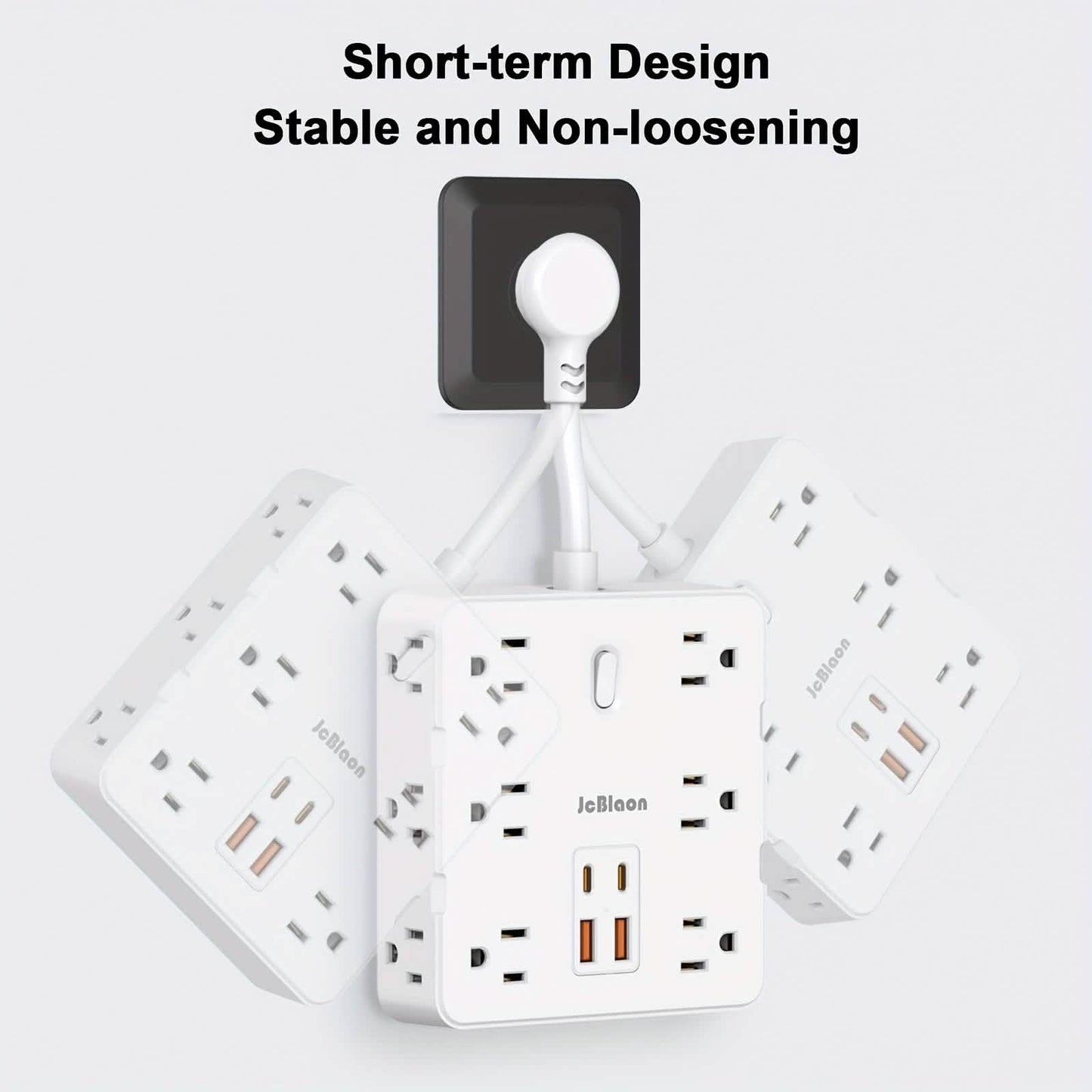 16-in-1 Power Strip – 12 AC Outlets & 4 USB Ports, White